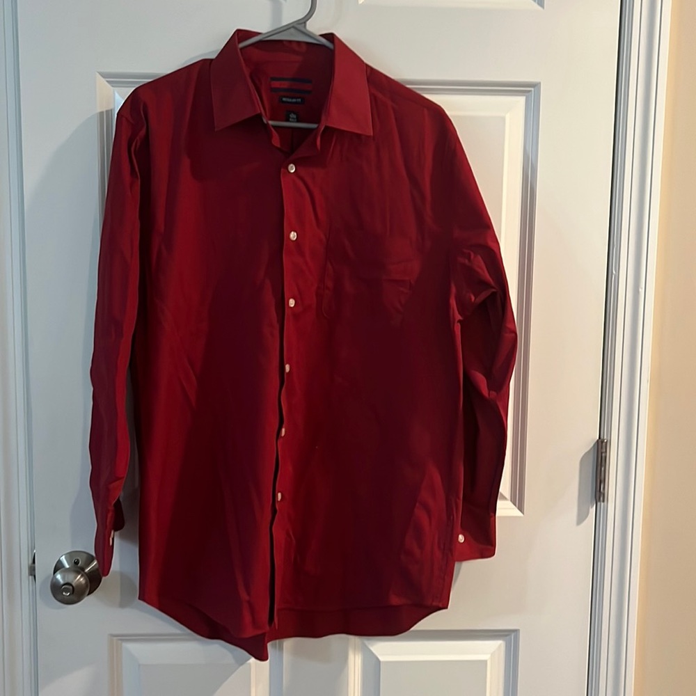 Red button down shirt